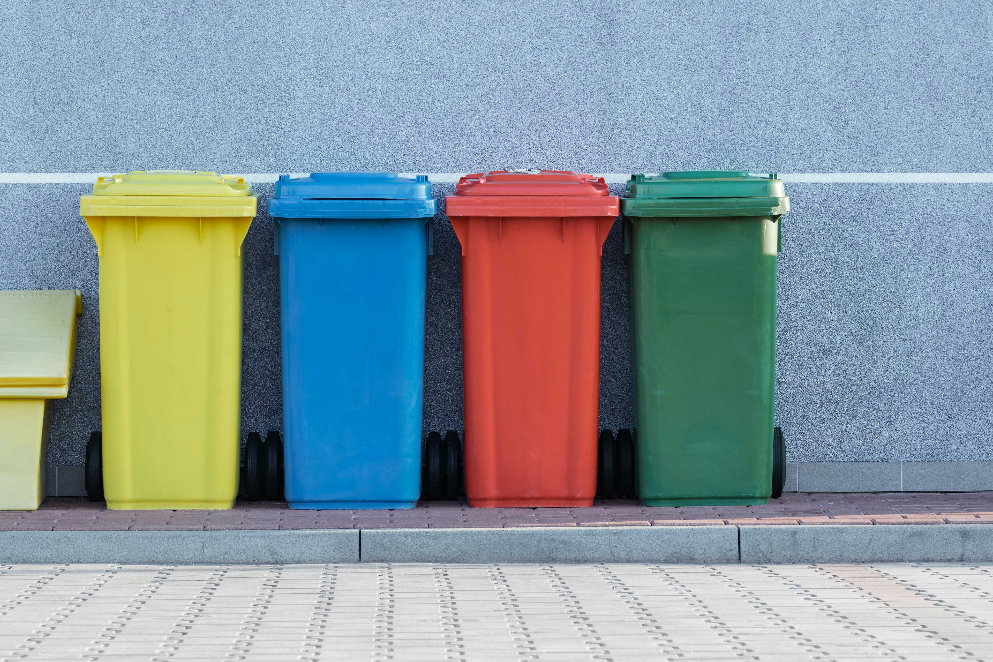 Colorful recycling bins for waste separation